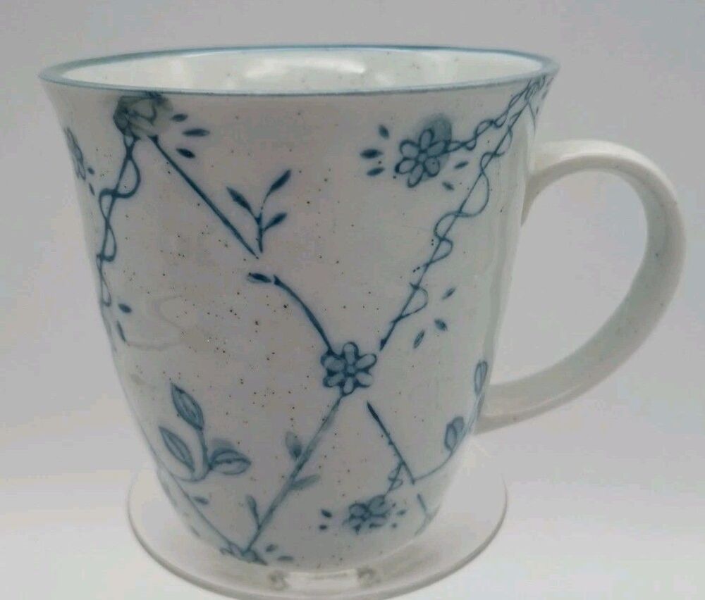 Blue Floral Mug Speckled Cup Delicate